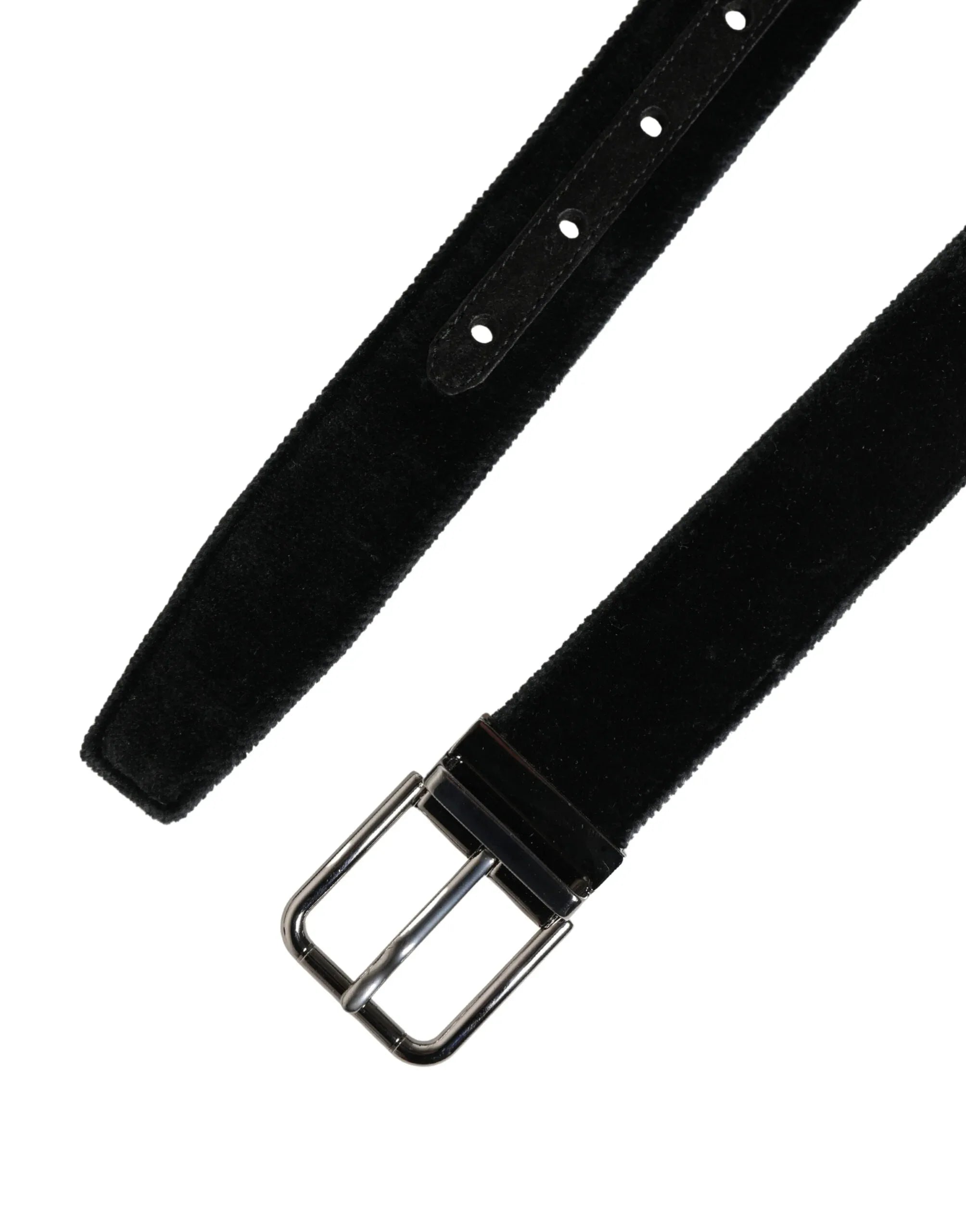 Dolce & Gabbana Black Suede Silver Tone Metal Buckle Men Belt - Zeiniez