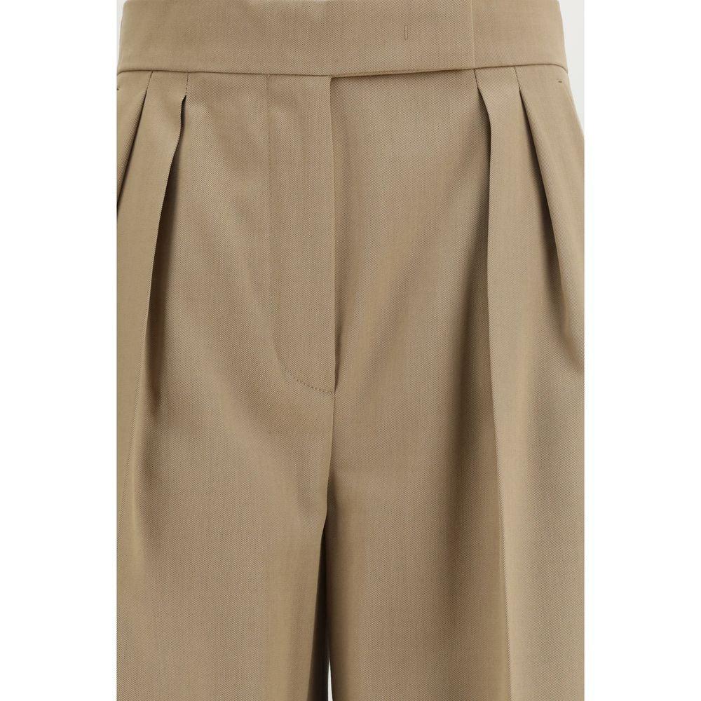 Max Mara Beige Fleece Wool Casual Pants - Zeiniez