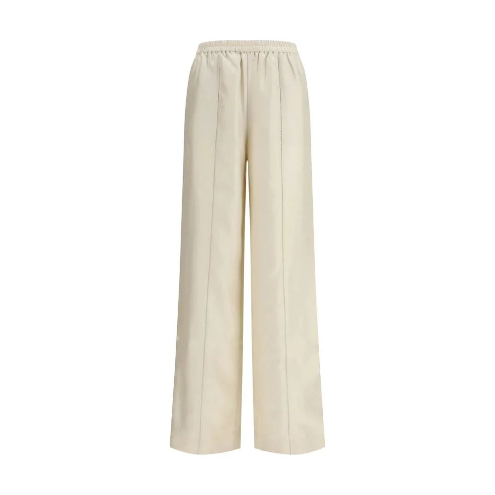 Loulou De Saison Beige Silk Casual Pants - Zeiniez