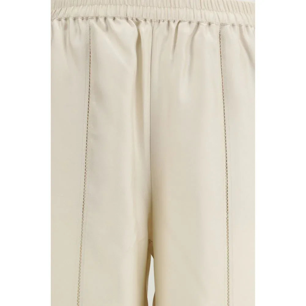 Loulou De Saison Beige Silk Casual Pants - Zeiniez