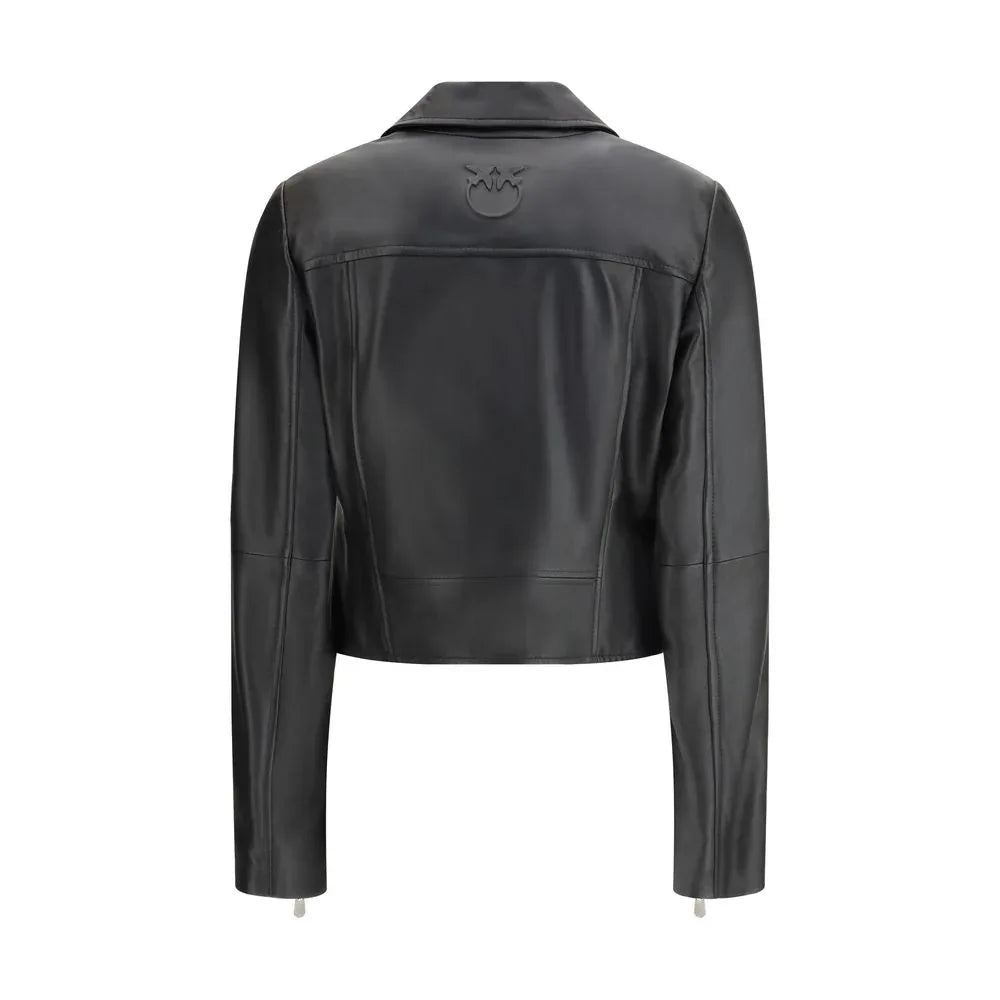 PINKO Black Leather Jacket - Zeiniez