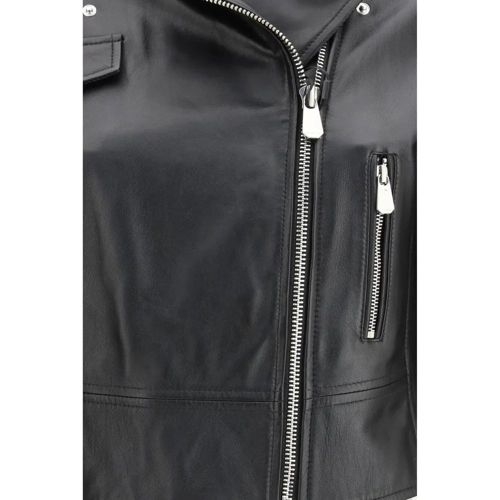 PINKO Black Leather Jacket - Zeiniez
