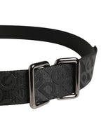 Dolce & Gabbana Black Logo Monogram Silver Metal Buckle Belt
