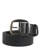 Dolce & Gabbana Black Calf Leather Silver Metal Buckle Belt - Zeiniez