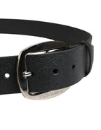 Dolce & Gabbana Black Calf Leather Silver Metal Buckle Belt - Zeiniez
