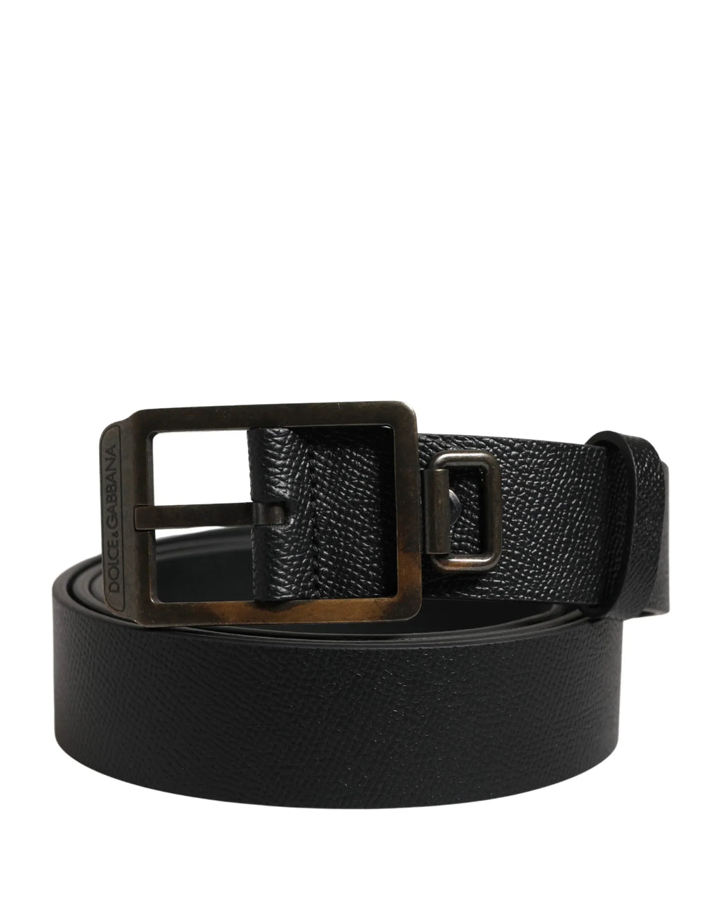 Dolce & Gabbana Black Calf Leather Gold Metal Buckle Belt - Zeiniez