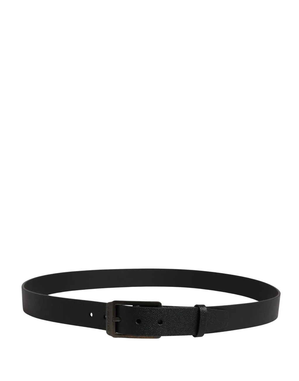 Dolce & Gabbana Black Calf Leather Gold Metal Buckle Belt - Zeiniez