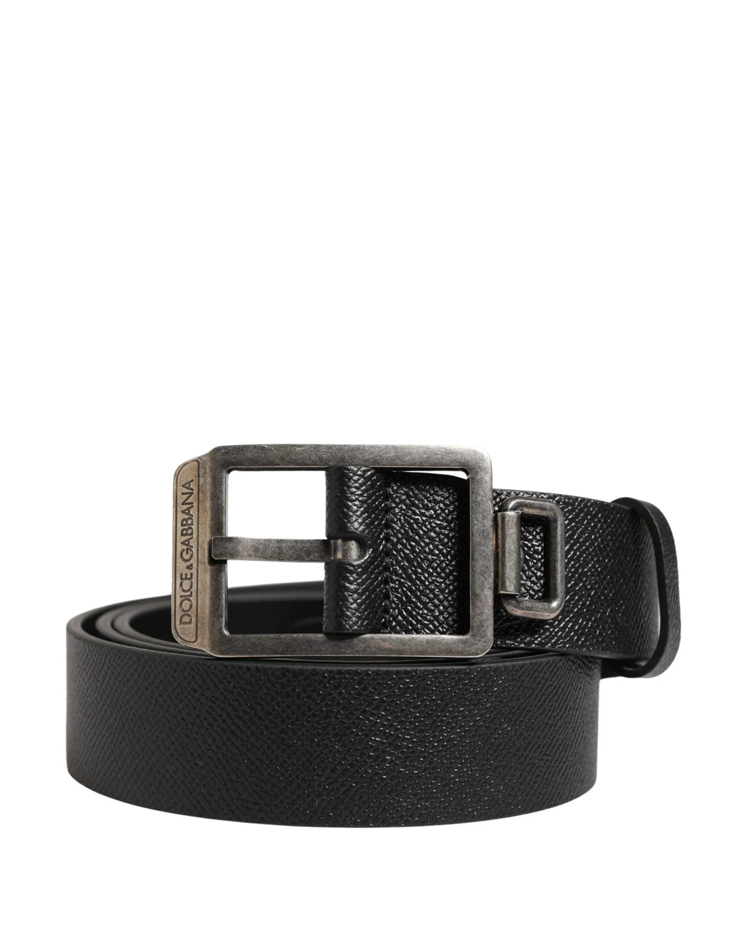 Dolce & Gabbana Black Calf Leather Silver Metal Buckle Belt - Zeiniez