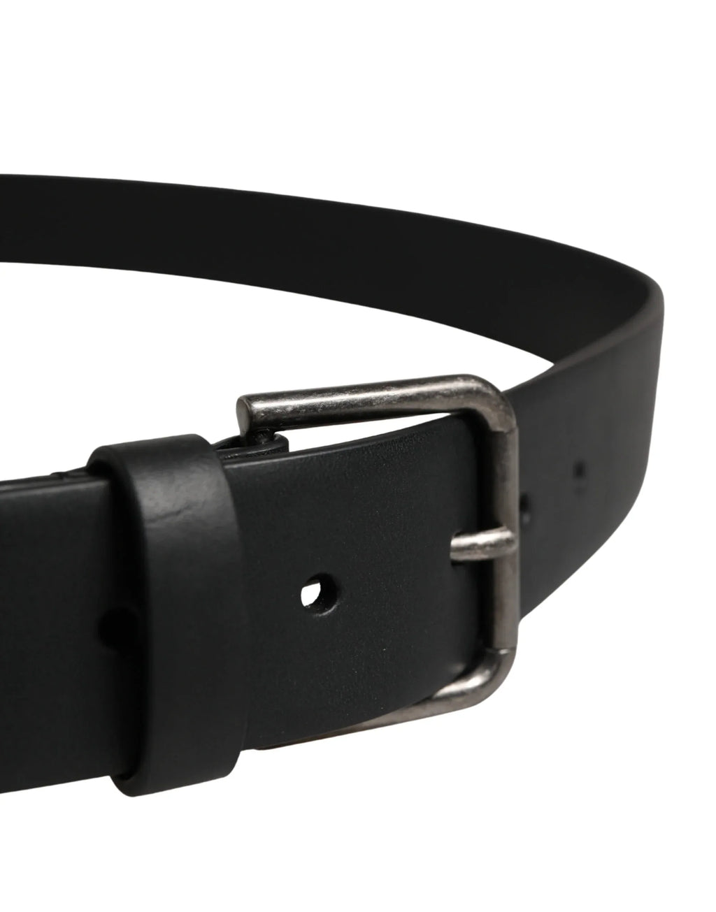 Dolce & Gabbana Black Calf Leather Silver Metal Buckle Belt - Zeiniez