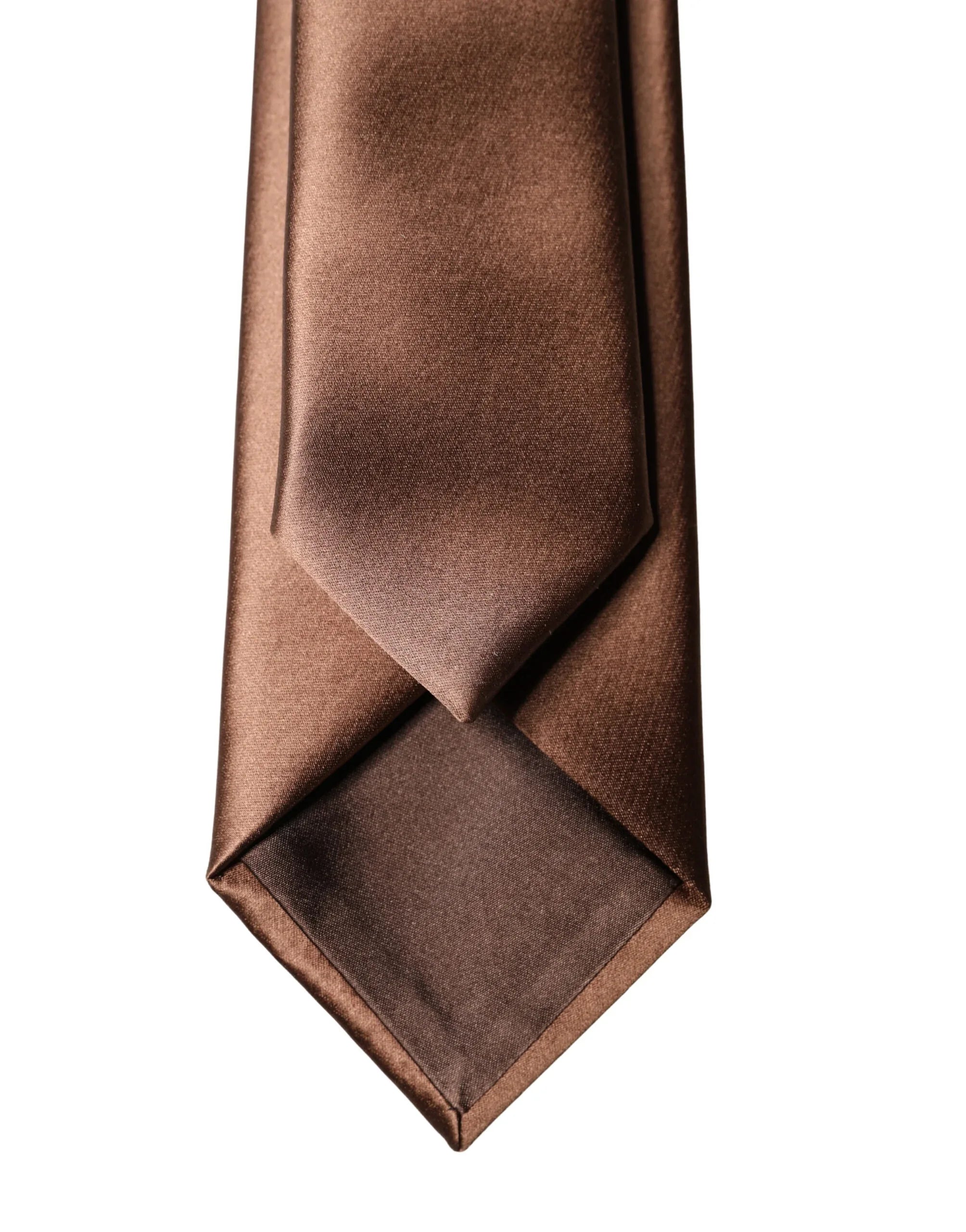 Dolce & Gabbana Brown Satin 100% Silk Wide Adjustable Men Necktie Tie - Zeiniez