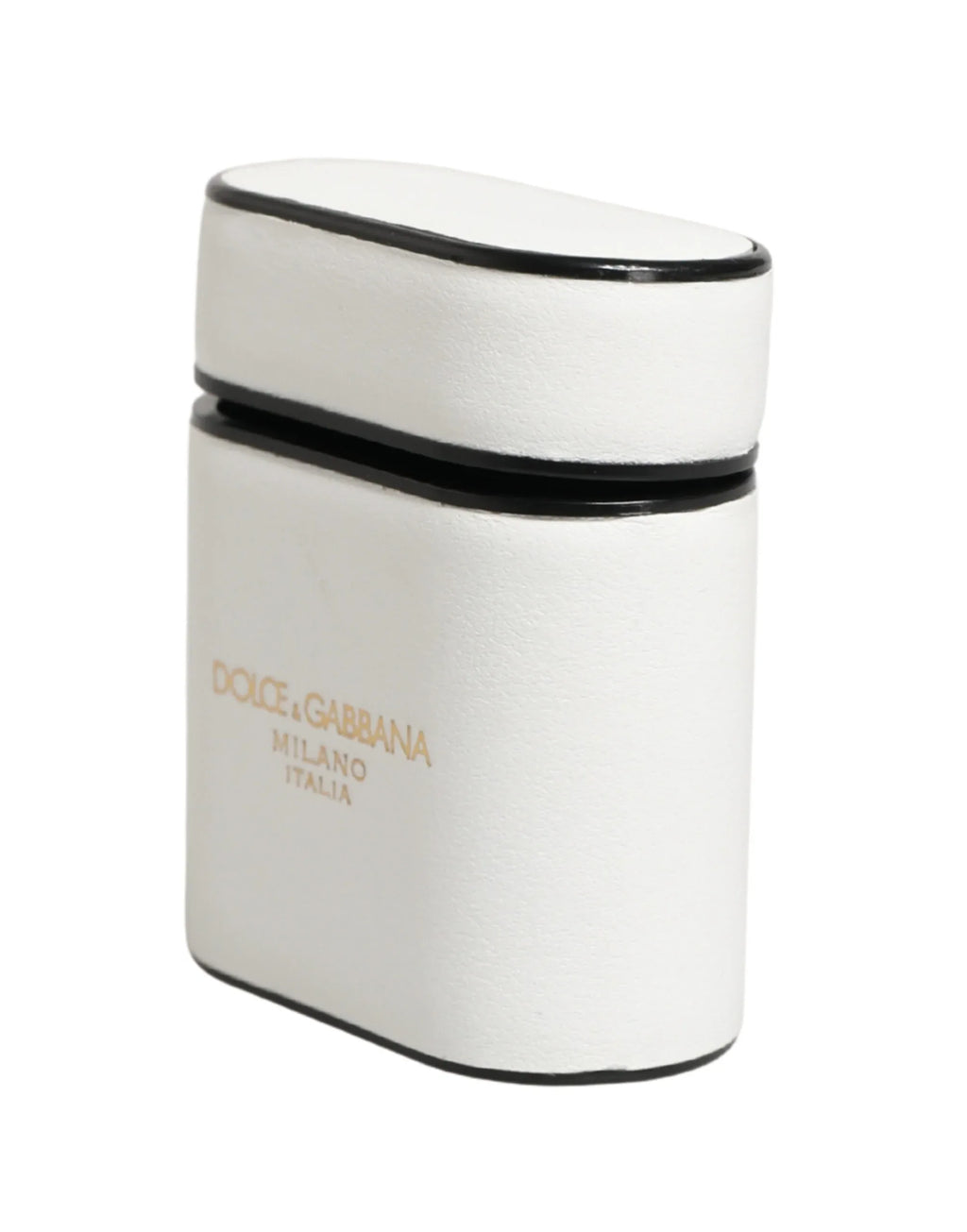 Dolce & Gabbana White Calf Leather Logo Print Flip Holder Airpods Case - Zeiniez