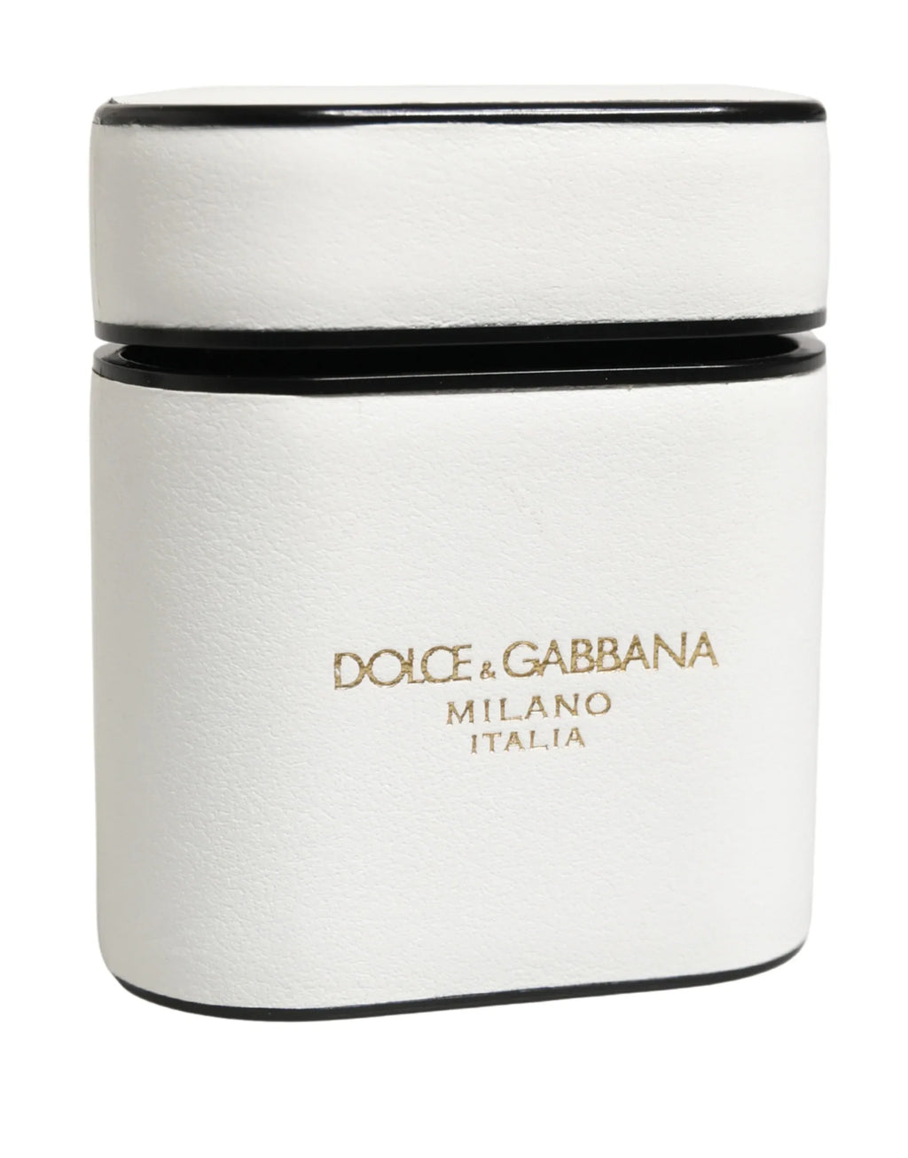 Dolce & Gabbana White Calf Leather Logo Print Flip Holder Airpods Case - Zeiniez