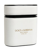 Dolce & Gabbana White Calf Leather Logo Print Flip Holder Airpods Case - Zeiniez