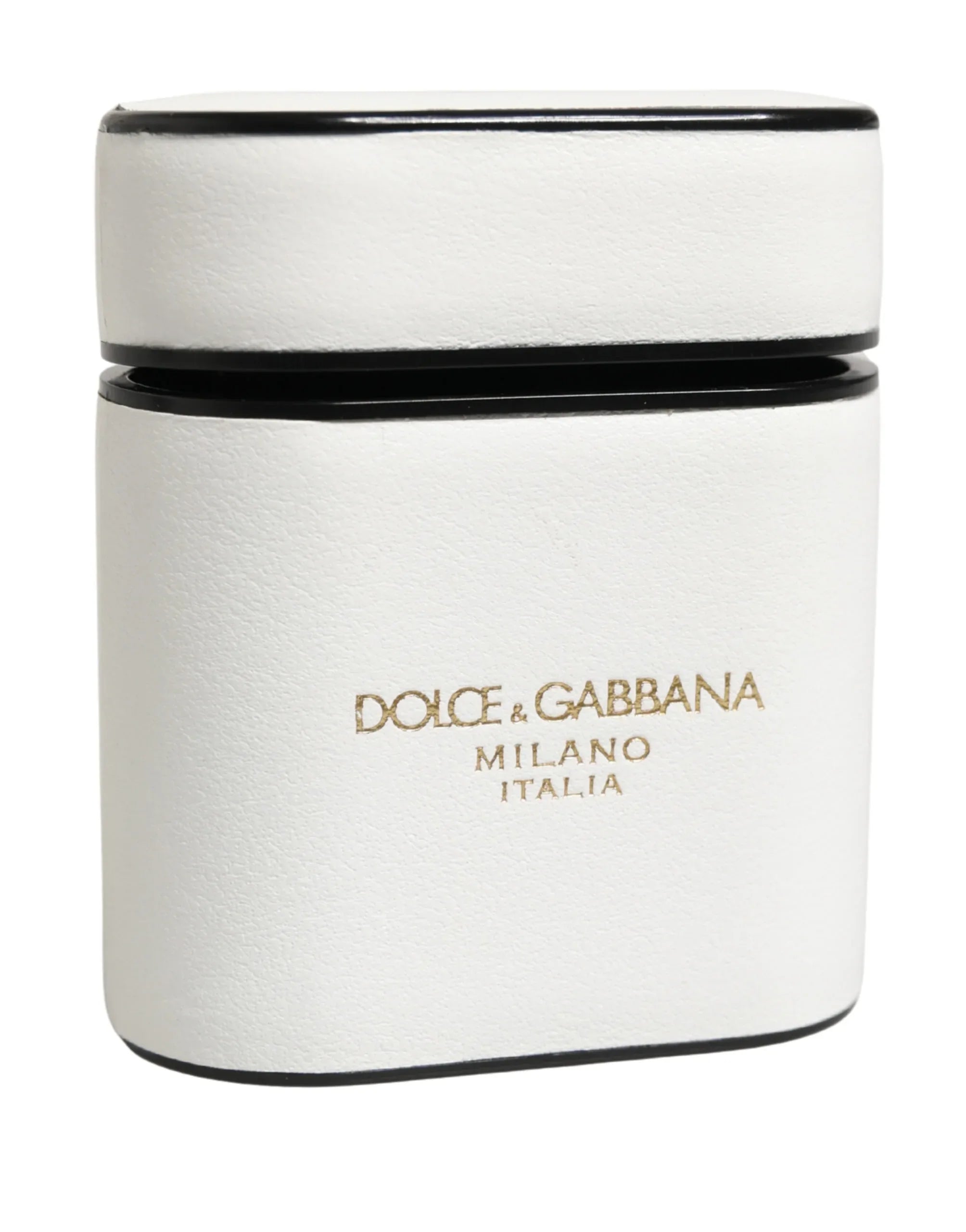 Dolce & Gabbana White Calf Leather Logo Print Flip Holder Airpods Case - Zeiniez