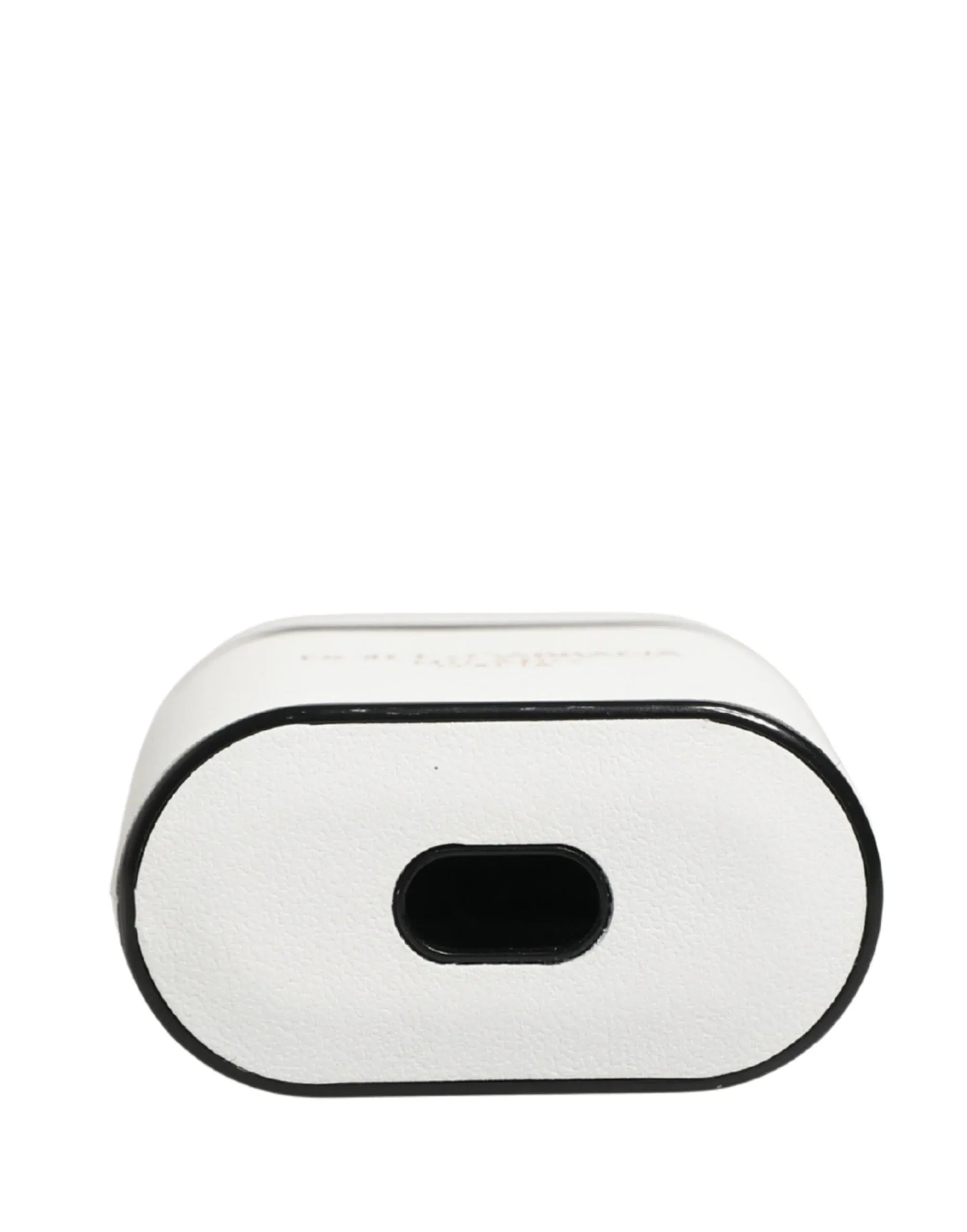 Dolce & Gabbana White Calf Leather Logo Print Flip Holder Airpods Case - Zeiniez