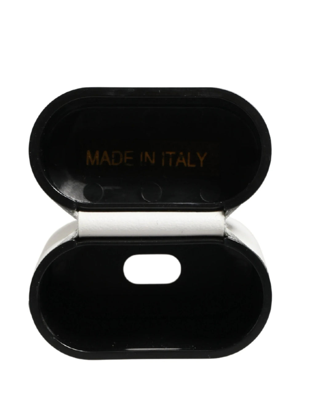 Dolce & Gabbana White Calf Leather Logo Print Flip Holder Airpods Case - Zeiniez