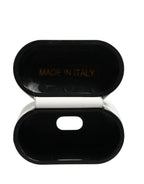 Dolce & Gabbana White Calf Leather Logo Print Flip Holder Airpods Case - Zeiniez