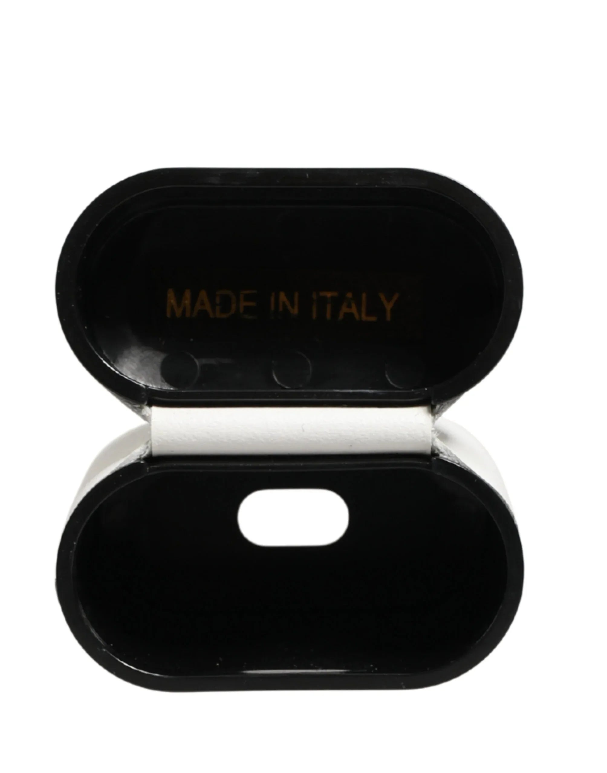 Dolce & Gabbana White Calf Leather Logo Print Flip Holder Airpods Case - Zeiniez