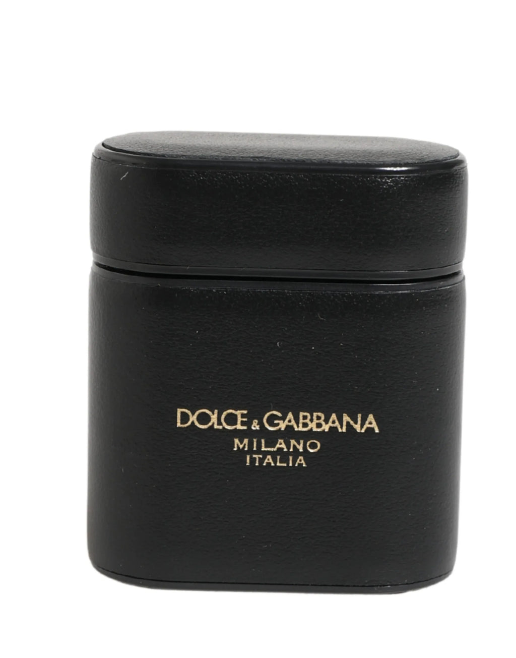 Dolce & Gabbana Black Calf Leather Logo Print Flip Holder Airpods Case - Zeiniez