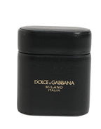 Dolce & Gabbana Black Calf Leather Logo Print Flip Holder Airpods Case - Zeiniez