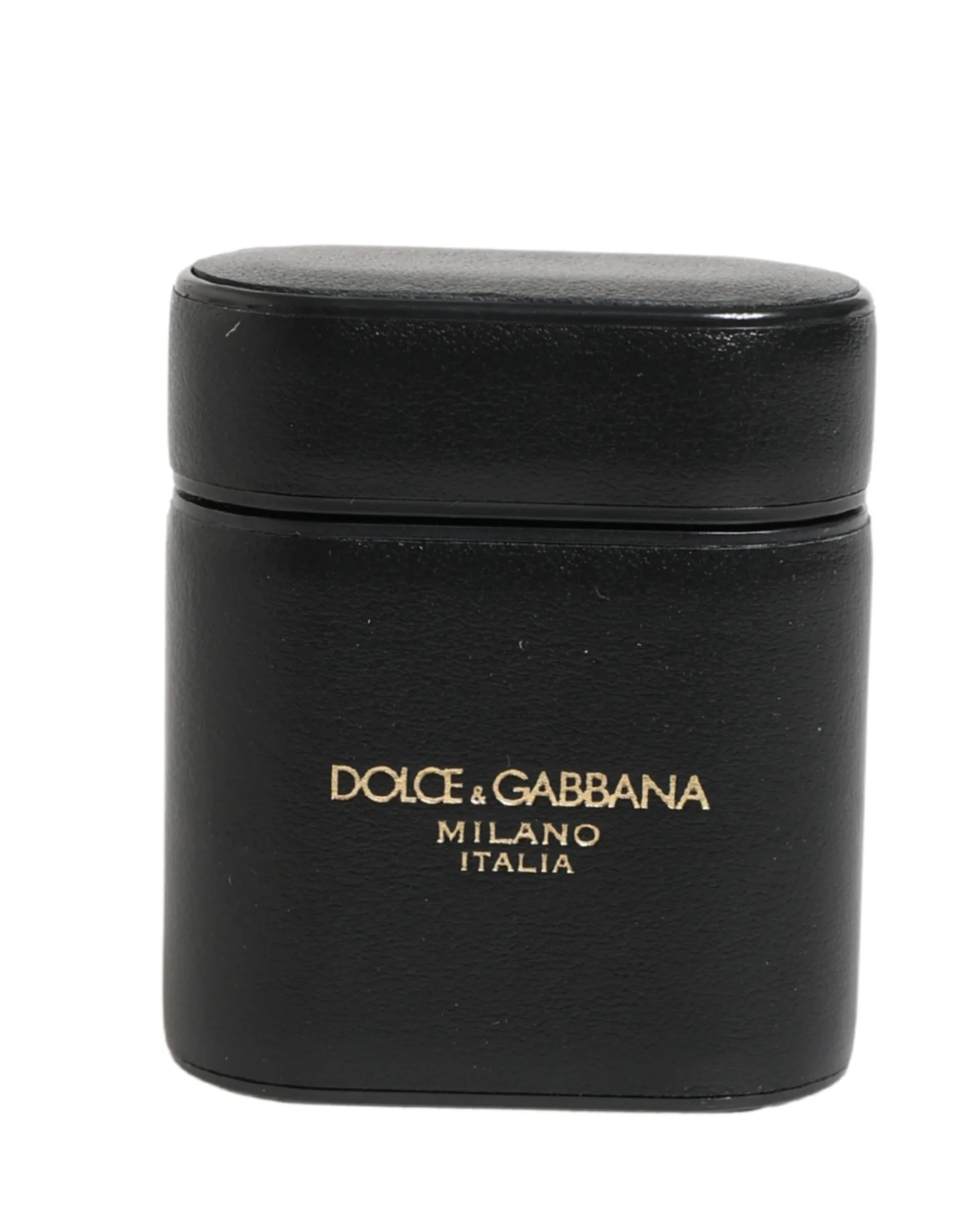 Dolce & Gabbana Black Calf Leather Logo Print Flip Holder Airpods Case - Zeiniez