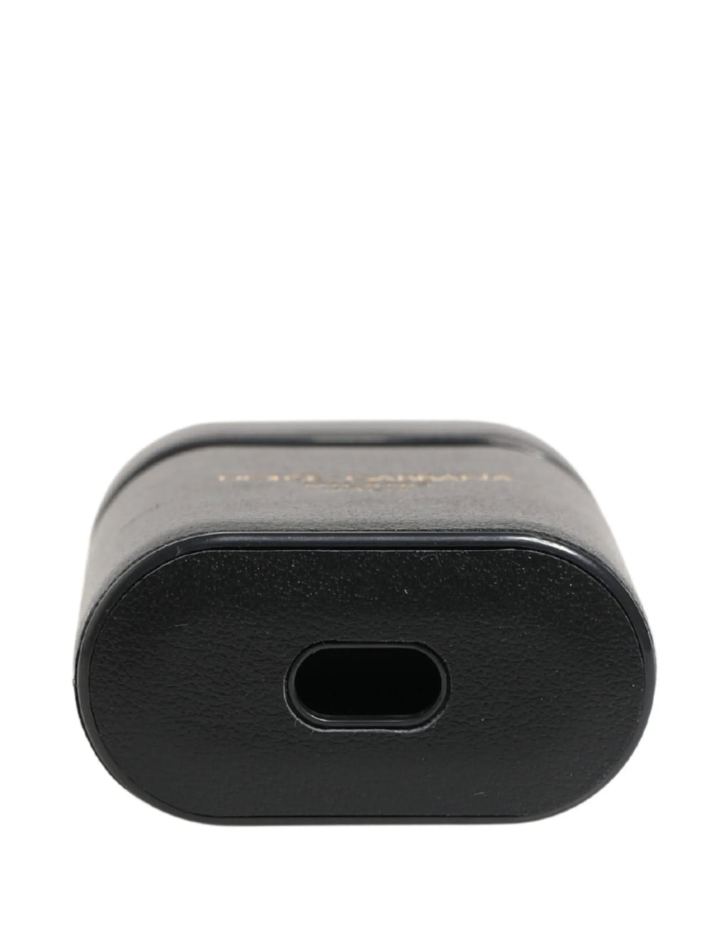 Dolce & Gabbana Black Calf Leather Logo Print Flip Holder Airpods Case - Zeiniez