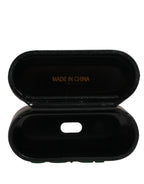 Dolce & Gabbana Black PVC Embossed Logo Flip Holder Women Airpods Case