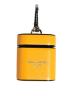 Dolce & Gabbana Case Yellow Calf Leather Logo Flip Holder Strap Airpods - Zeiniez