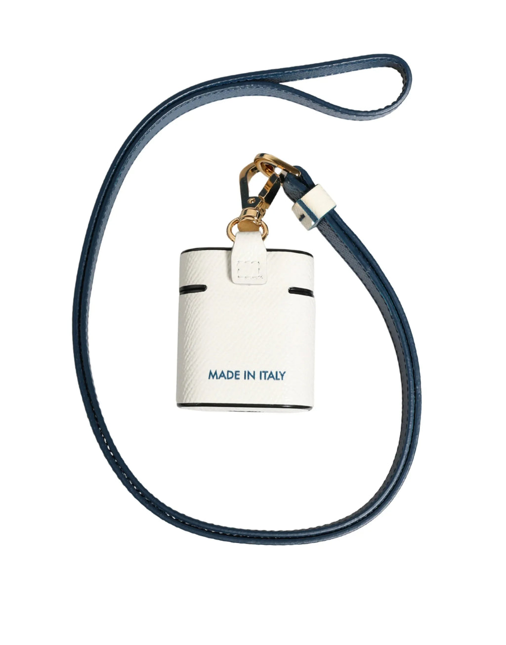 Dolce & Gabbana White Calf Leather Logo Flip Holder Strap Airpods Case - Zeiniez