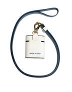 Dolce & Gabbana White Calf Leather Logo Flip Holder Strap Airpods Case - Zeiniez