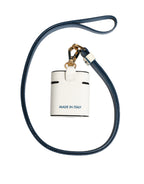 Dolce & Gabbana White Calf Leather Logo Flip Holder Strap Airpods Case