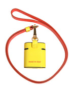 Dolce & Gabbana Yellow Calf Leather Logo Flip Holder Strap Airpods Case - Zeiniez