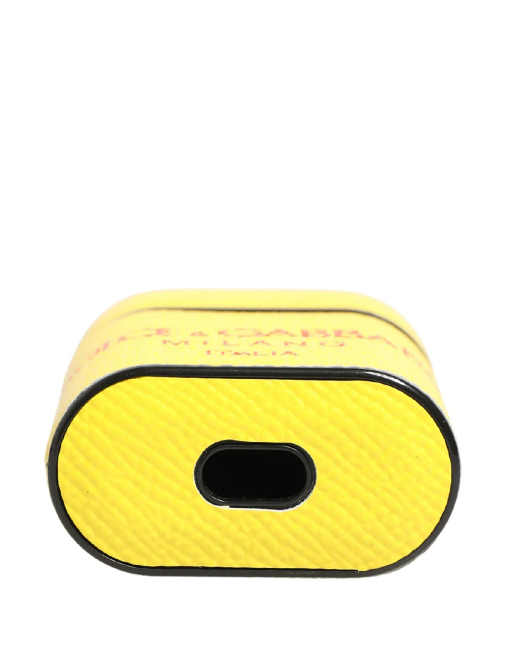 Dolce & Gabbana Yellow Calf Leather Logo Flip Holder Strap Airpods Case - Zeiniez