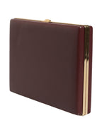 Dolce & Gabbana Brown Calfskin Leather Clutch Evening Women Purse Bag
