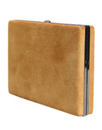 Dolce & Gabbana Beige Velvet Calf Leather Clutch Evening Women Purse Bag