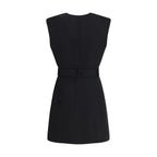 Balmain Black Fleece Wool Cocktail Dress