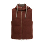 Brunello Cucinelli Brown Cotton Sleveless Jacket - Zeiniez