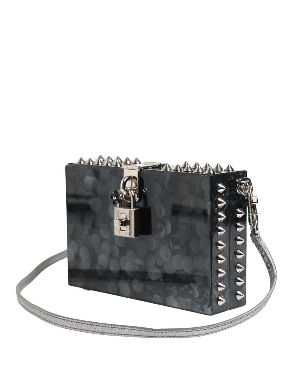 Dolce & Gabbana Black Acrylic Plexiglass Studded DOLCE BOX Clutch Bag - Zeiniez