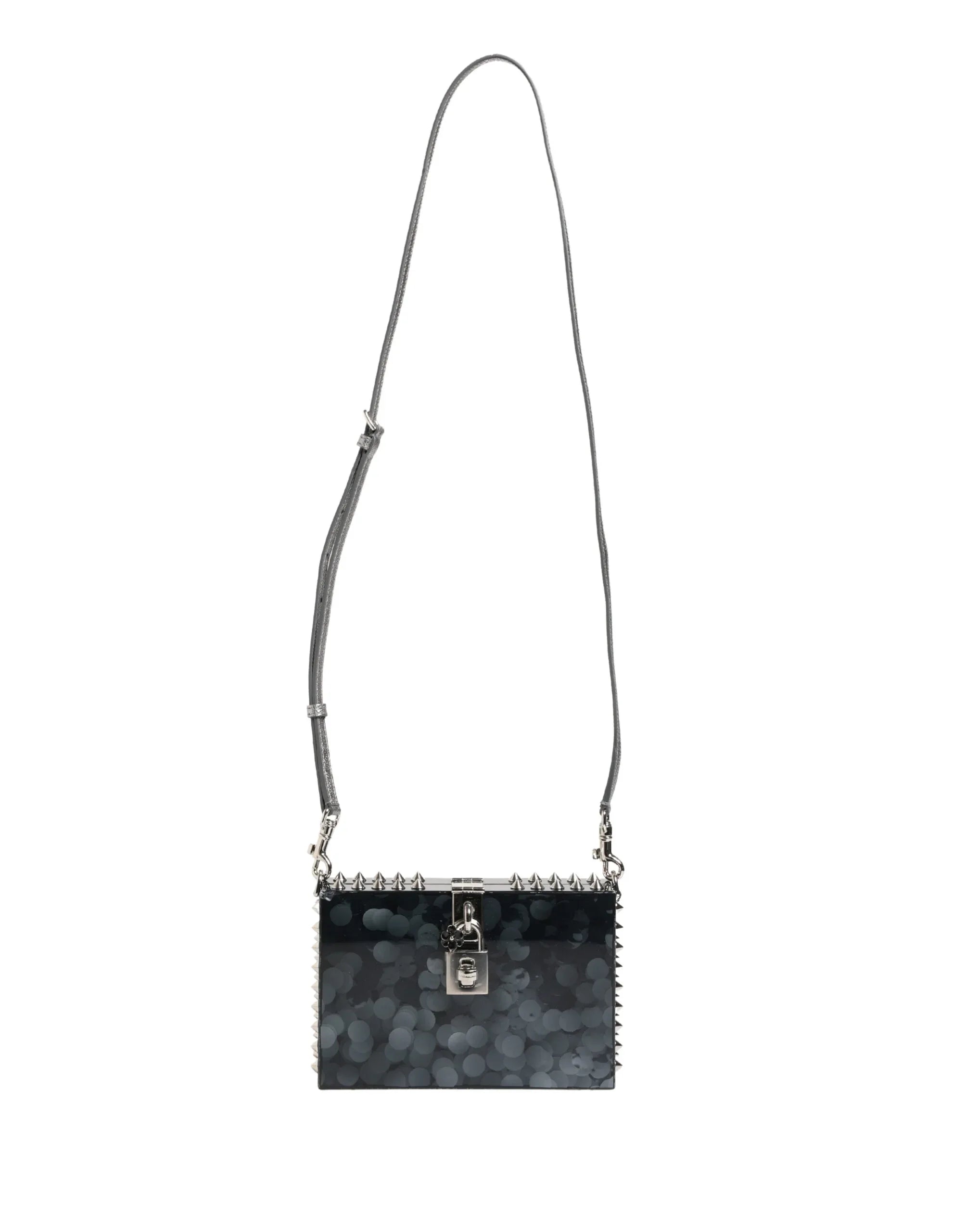 Dolce & Gabbana Black Acrylic Plexiglass Studded DOLCE BOX Clutch Bag - Zeiniez