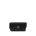 PINKO Black Calf Leather Bos Taurus Shoulder Bag - Zeiniez