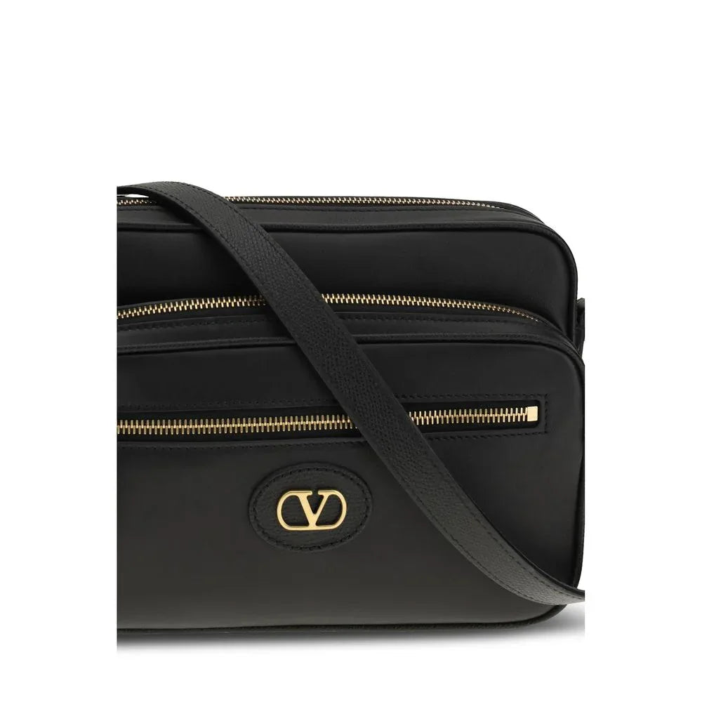 Valentino Garavani Black Calf Leather Bos Taurus Shoulder Bag - Zeiniez