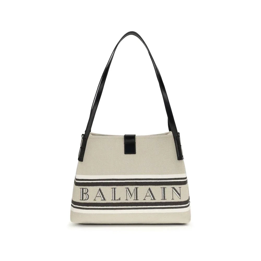 Balmain Beige Cotton Shoulder Bag - Zeiniez