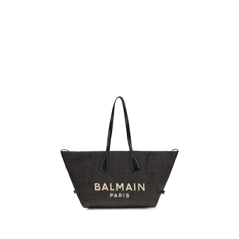 Balmain Black Raffia Shoulder Bag - Zeiniez