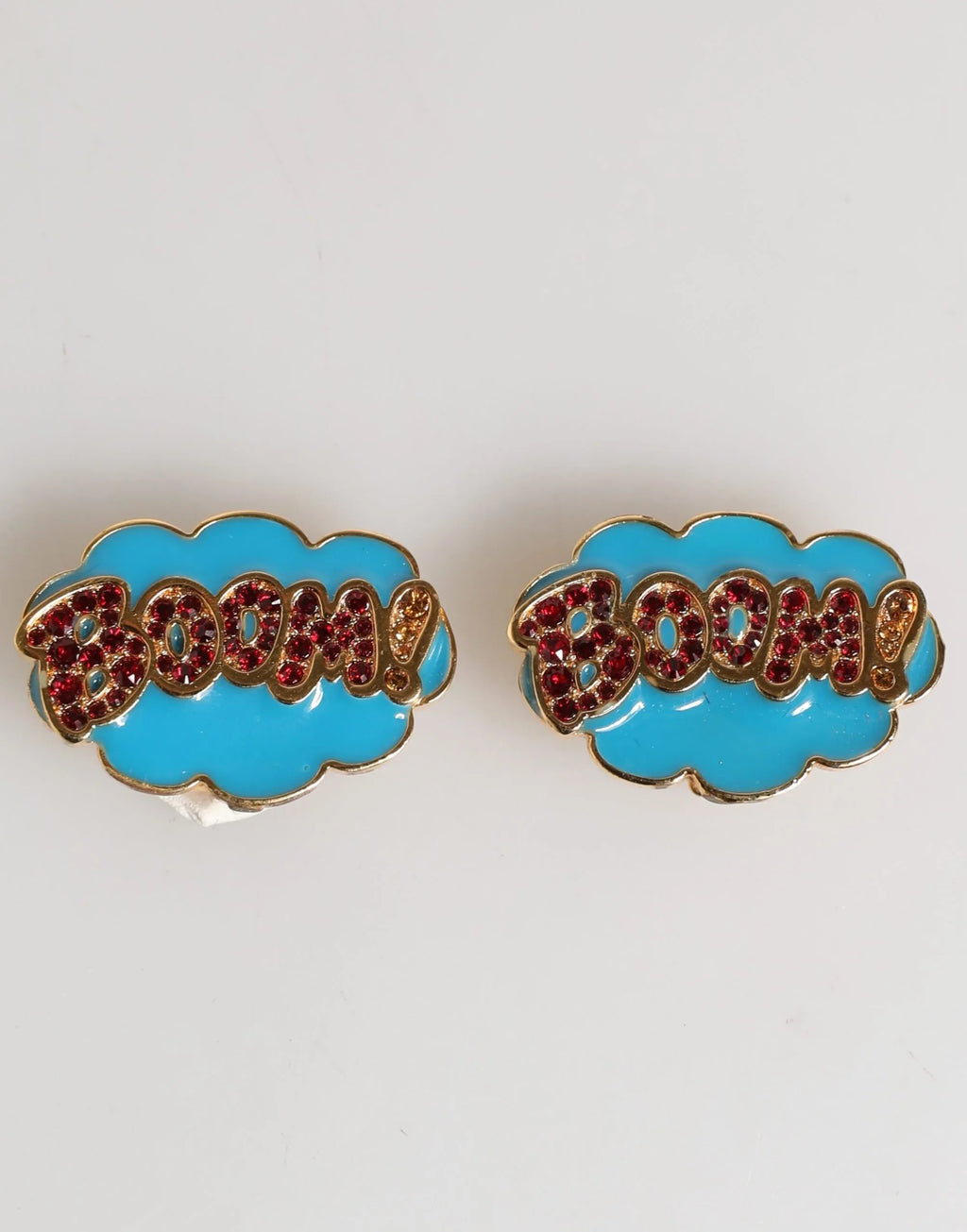 Dolce & Gabbana Gold Brass BOOM Cartoon Crystal Clip-On Women - Zeiniez