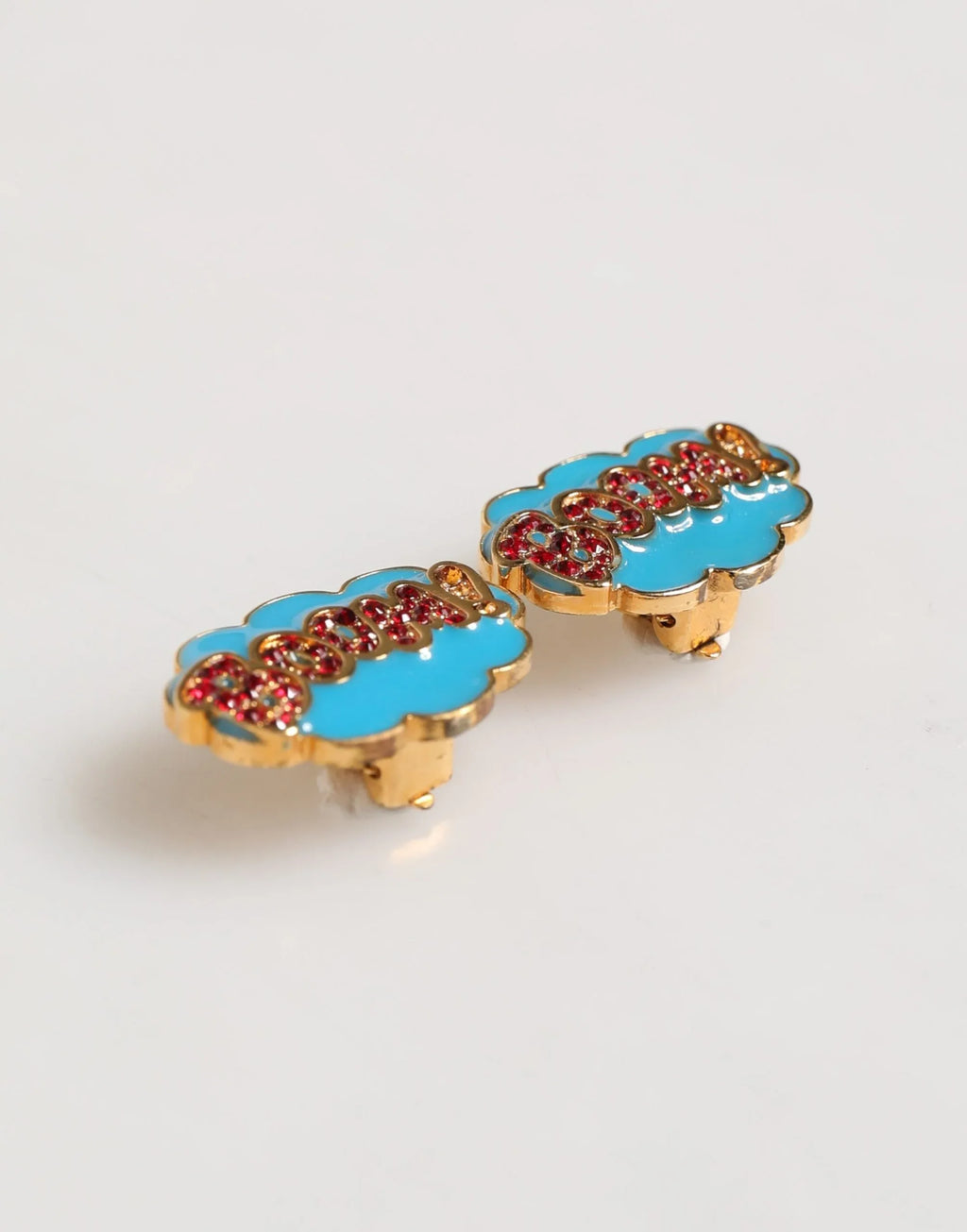 Dolce & Gabbana Gold Brass BOOM Cartoon Crystal Clip-On Women - Zeiniez