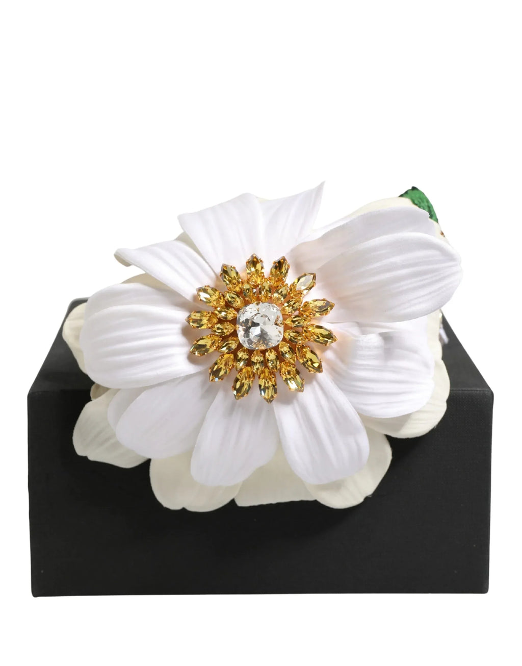 Dolce & Gabbana White Yellow Silk Blend Floral Crystals Diadem Headband - Zeiniez