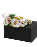 Dolce & Gabbana White Yellow Silk Blend Floral Crystals Diadem Headband - Zeiniez