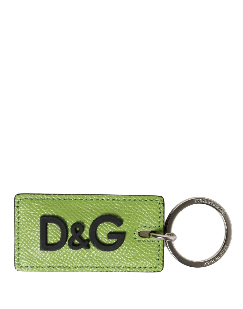 Dolce & Gabbana Green Calf Leather DG Logo Metal Ring Keyring Keychain - Zeiniez