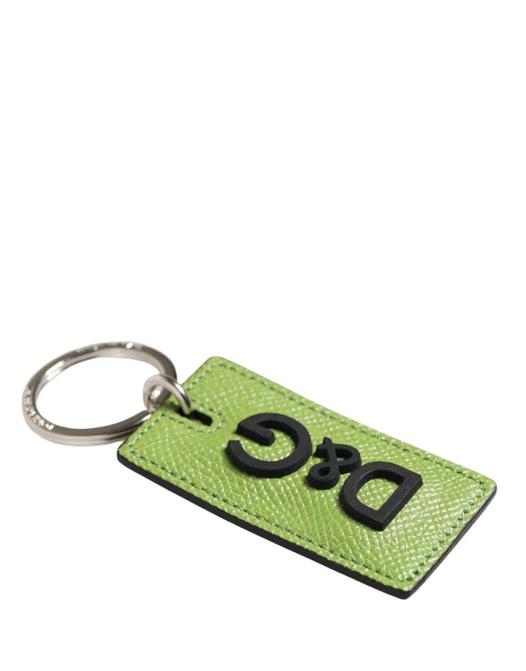 Dolce & Gabbana Green Calf Leather DG Logo Metal Ring Keyring Keychain - Zeiniez