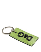 Dolce & Gabbana Green Calf Leather DG Logo Metal Ring Keyring Keychain - Zeiniez